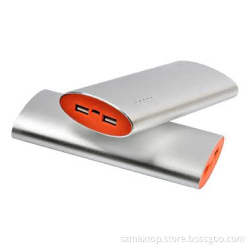 Power Bank for Smartphone, Aluminum, 10400mAh, Two USB Output, with LED Light Function